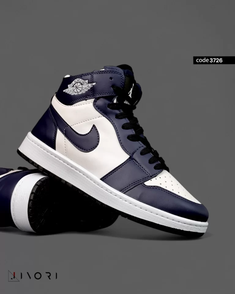 کتونی نیم ساق نایک جردن آبی سفید(3726)